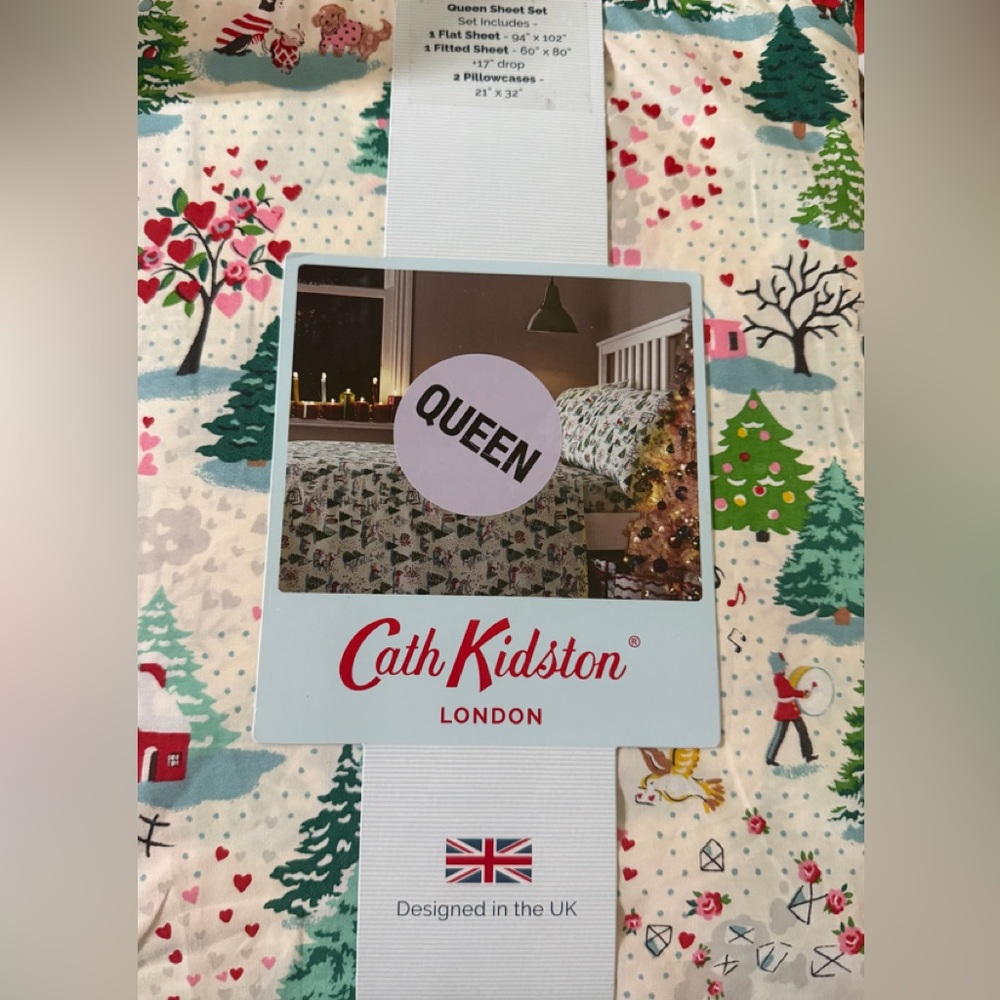 Cath Kidston London “Shine Bright Cream” Queen 4 Pc Sheet Set NWT